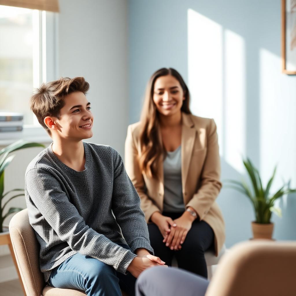 Young adult receiving professional mental health support during anxiety counseling